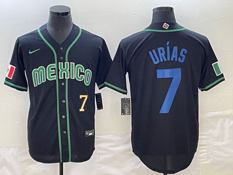 Men 2023 World Cub Mexico #7 Urias Black Nike MLB Jersey13